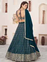 Peacock Green Georgette Lehenga Choli